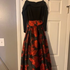 Black & red floral formal/prom dress, size 12